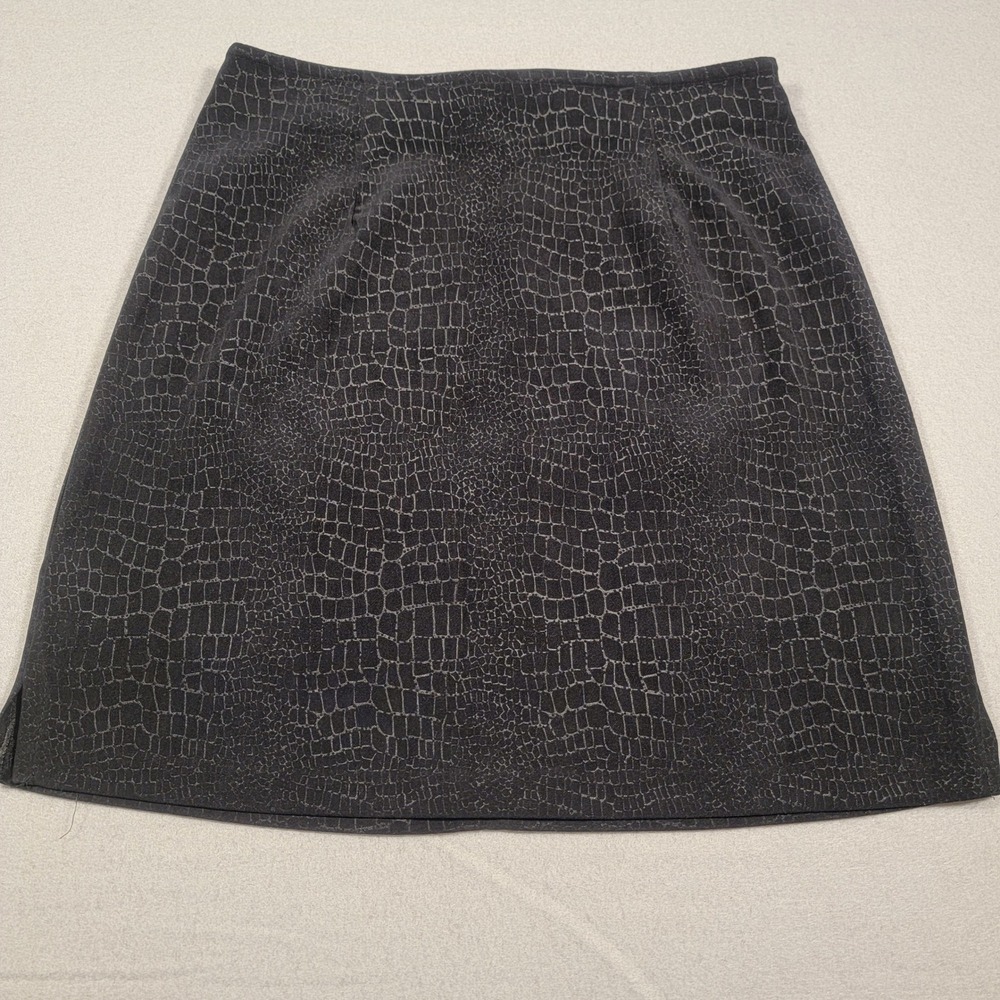 VTG Y2K Exact Change‎ Mini Skirt Size 5 Black Crocodile Print Goth Grunge 90s